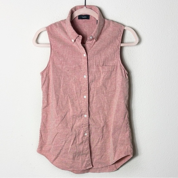 Theory Yarine Azalea Melange Linen Blend Sleeveless Button Down Top size Small - Picture 3 of 11